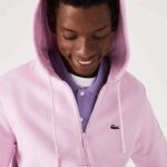 Lacoste moletom de lã bolso canguru com zíper homens rosa z4h 88BL1149