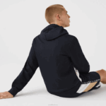 Lacoste moletom de lã com capuz e letras colorblock homens azul marinho branco bege e8t 88BL997 - Image 3