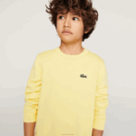 Lacoste moletom de lã de algodão crianças amarelo 107 88BL2975