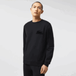 Lacoste moletom de lã de algodão homens preto c31 88BL1387