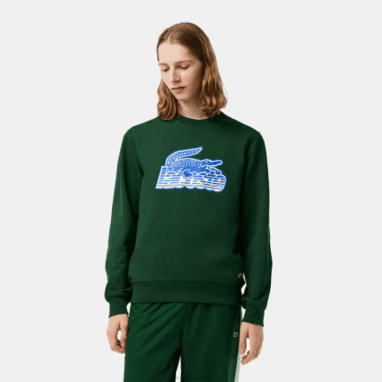 Lacoste moletom de lã não escovado de gola redonda homens verde 132 88BL299