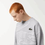 Lacoste moletom gola redonda com estampa croc homens chine cinza cca 88BL362 - Image 2