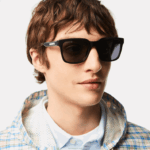 Lacoste óculos de sol retangular linha ativa homens preto/azul 002 88BL2281