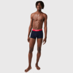 Lacoste pack de 3 cuecas boxer casuais azul marinho com cós em contraste homens verde vermelho azul marinho hy0 88BL1455