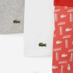 Lacoste Pacote de 3 baús estampados de algodão elástico homens laranja cinza chine branco tti 88BL503 - Image 6