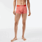 Lacoste Pacote de 3 baús estampados de algodão elástico homens laranja cinza chine branco tti 88BL503 - Image 7