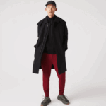 Lacoste parka impermeável com capuz removível na altura do joelho homens preto 031 88BL1273