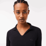 Lacoste polo cropped manga longa mulheres preto 031 88BL2483 - Image 2