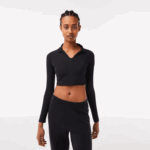Lacoste polo cropped manga longa mulheres preto 031 88BL2483