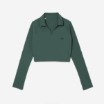 Lacoste polo cropped manga longa mulheres verde 5hx 88BL2484