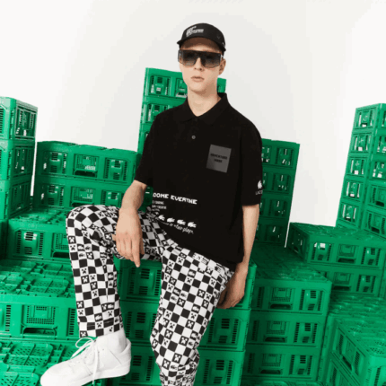 Lacoste pólo de algodão orgânico live x minecraft solto homens preto 031 88BL938