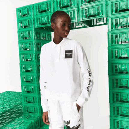 Lacoste pólo de algodão oversized live x minecraft mulheres branco 001 88BL2523