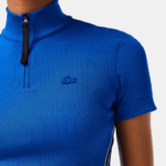 Lacoste polo de pescoço com zíper de bandas contrastantes mulheres azul k1q 88BL2477 - Image 4