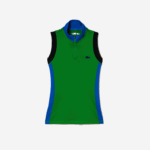 Lacoste polo de tênis sem manga com zíper mulheres verde azul preto 8hj 88BL2357