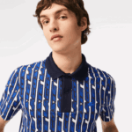 Lacoste Polo estampada bicolor Active Movement homens branco azul qualquer 88BL4 - Image 2