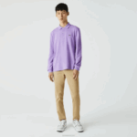 Lacoste polo manga longa L.12.12 original homens gfu roxo 88BL945