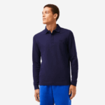 Lacoste polo smart paris manga longa em piquê de algodão elástico homens azul marinho 166 88BL665