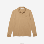 Lacoste polo smart paris manga longa em piquê de algodão elástico homens bege 02s 88BL1297 - Image 4