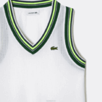 Lacoste regata com decote v contrastante mulheres branco 001 88BL2442 - Image 2
