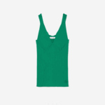 Lacoste regata de malha canelada sem costura mulheres ldm verde 88BL2647 - Image 6