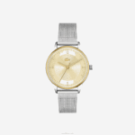 Lacoste relógio club 3 ponteiros - champanhe com malha de aço inoxidável mulheres prata 000 88BL2922