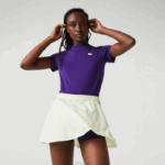 Lacoste saia de tênis curta embutida esportiva mulheres amarelo roxo 4xk 88BL2592 - Image 2