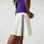 Lacoste saia de tênis curta embutida esportiva mulheres amarelo roxo 4xk 88BL2592 - Image 4