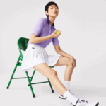 Lacoste saia de tênis plissada curta esportiva embutida mulheres branco verde 737 88BL2582