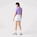 Lacoste saia de tênis plissada curta esportiva embutida mulheres branco verde 737 88BL2582 - Image 3