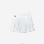 Lacoste saia de tênis plissada curta esportiva embutida mulheres branco verde 737 88BL2582 - Image 5