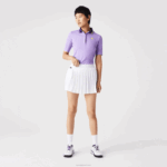 Lacoste saia de tênis plissada curta esportiva embutida mulheres branco verde 737 88BL2582 - Image 6