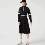 Lacoste saia plissada fluida cintura elástica mulheres preto 031 88BL2601