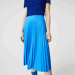 Lacoste saia plissada fluida cintura elástica mulheres ptv azul 88BL2600 - Image 2