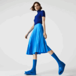 Lacoste saia plissada fluida cintura elástica mulheres ptv azul 88BL2600