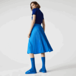 Lacoste saia plissada fluida cintura elástica mulheres ptv azul 88BL2600 - Image 3