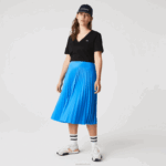 Lacoste saia plissada fluida cintura elástica mulheres ptv azul 88BL2600 - Image 6