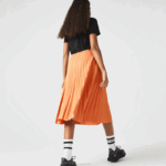 Lacoste saia plissada fluida cintura elástica mulheres wwc laranja 88BL2599 - Image 2