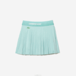 Lacoste saias plissadas de tênis com shorts embutidos mulheres tid verde claro amarelo 88BL2389 - Image 4