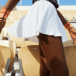 Lacoste short esportivo embutido saia roland garros mulheres branco azul marinho 522 88BL2602 - Image 2