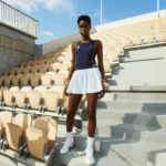 Lacoste short esportivo embutido saia roland garros mulheres branco azul marinho 522 88BL2602