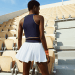 Lacoste short esportivo embutido saia roland garros mulheres branco azul marinho 522 88BL2602 - Image 3