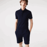 Lacoste shorts de lã de algodão escovado orgânico homens azul marinho 166 88BL417