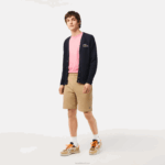 Lacoste shorts de lã de algodão escovado orgânico homens bege cb8 88BL414