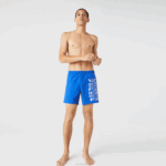 Lacoste shorts de natação com estampa náutica homens azul branco 7lc 88BL1661