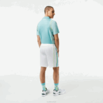 Lacoste shorts de tênis de poliéster reciclado homens branco verde amarelo bh3 88BL427 - Image 3
