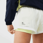 Lacoste shorts esportivos de náilon leve mulheres branco chamativo amarelo 6b2 88BL2659 - Image 7