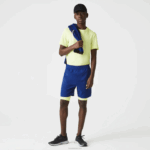 Lacoste shorts esportivos em camadas homens azul chamativo amarelo branco 8q6 88BL1544