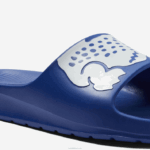 Lacoste slides de alça de logotipo sintético croco 2.0 homens azul branco 221 88BL1898 - Image 6