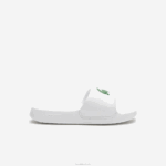 Lacoste slides sintéticos croco 1.0 mulheres branco/verde 082 88BL2685