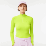 Lacoste suéter com zíper mulheres amarelo 90v 88BL2645